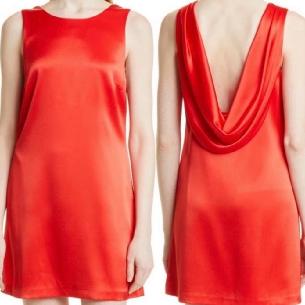 ALICE +OLIVIA
Vibrant Red Satin Sleeveless Dress 
Beautiful and Sexy